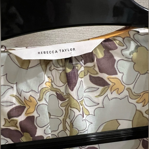 Rebecca Taylor Brown and Yellow Floral With a Tie Neckline Blouse Bohemian City - Picture 8 of 8